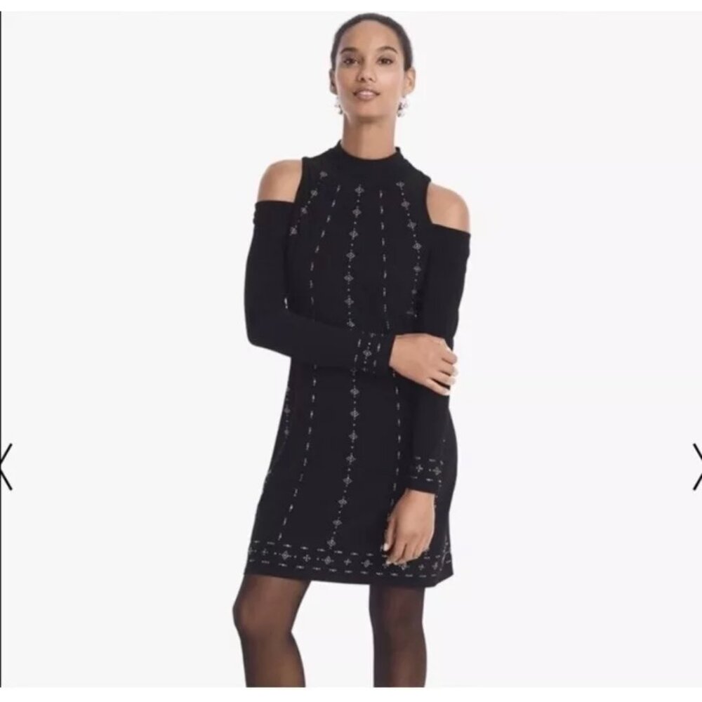 White House Black Market Mini Dress Womens‎ M Black Party Clubbing Quiet Luxury